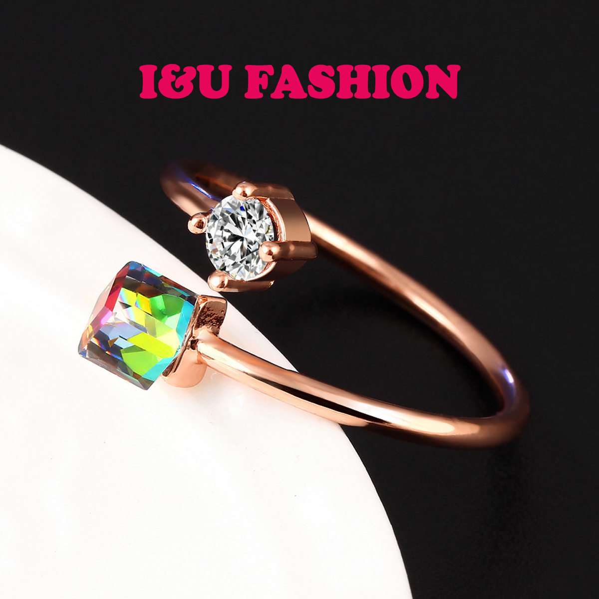 Nhẫn Nữ Khảm Đá Đổi Màu Theo Góc Độ Ánh Sáng Độc Đáo Thời Trang Sang Chảnh Kiểu Hở Phụ Kiện Trang Sức Cho Quý Cô Sành Điệu NA-01