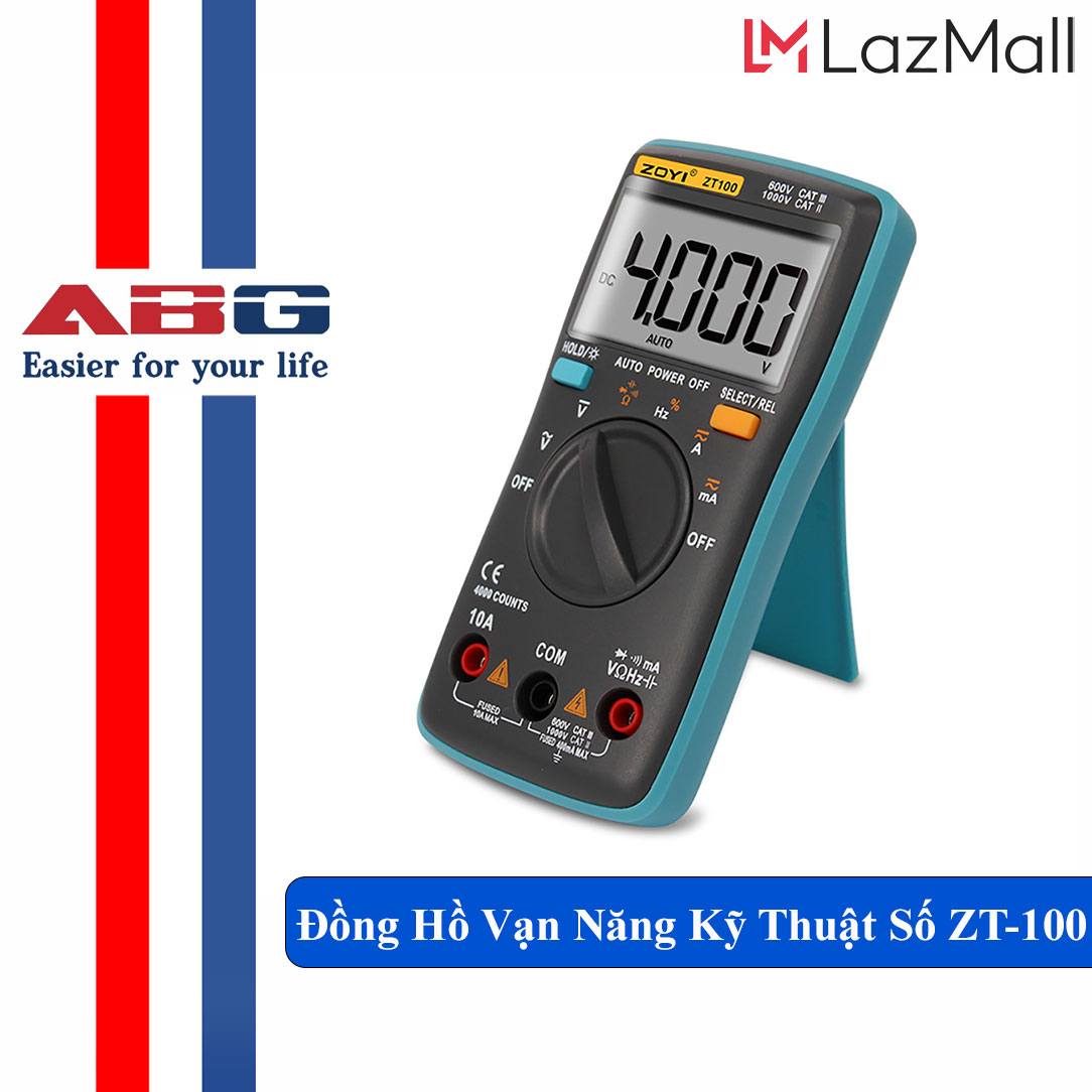 Đồng hồ vạn năng zoyi zt-100 đồng hồ đo điện kỹ thuật số thiết kế nhỏ gọn, màn hình hiển thị lớn, dễ đọc, hiển thị số đo lên đến 2000 digit - hàng chính hãng