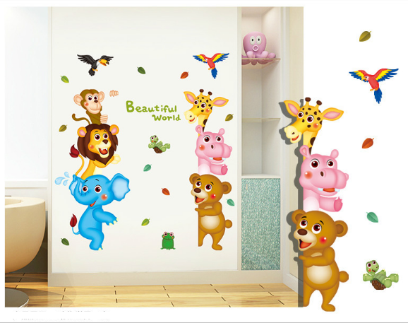 [HCM]Decal trang trí tường - Động Vật Vui Chào
