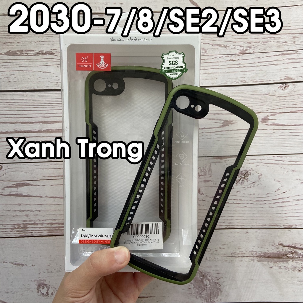 Ốp lưng xundd iphone 7 plus/ 8 plus, iphone 7/ 8/ se 2/ se 3 -chống sốc, lưng trong, cạnh màu -
