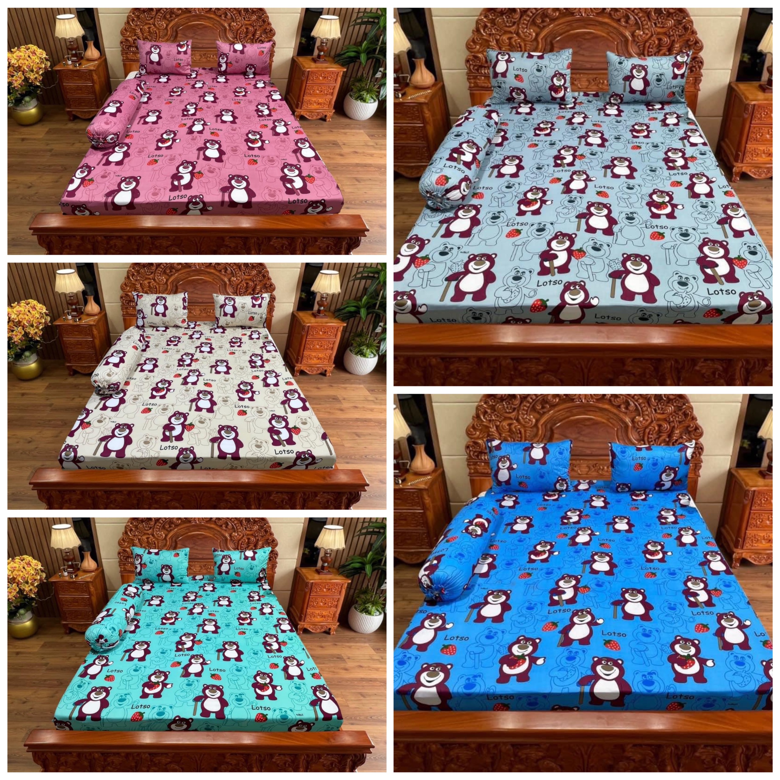 Bộ drap ga thun Hàn quốc (MẪU GẤU BÔNG) mới chất đẹp