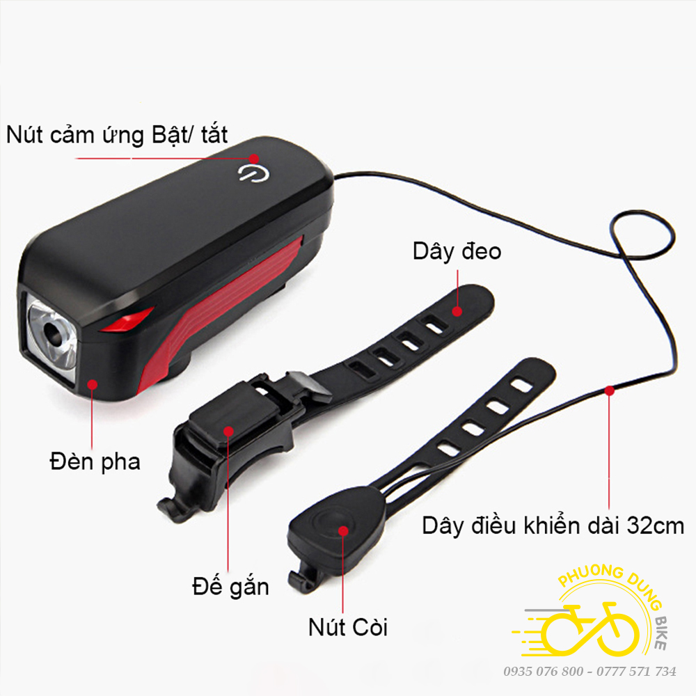 Đèn cảm ứng kiêm còi xe đạp 2in1 7599
