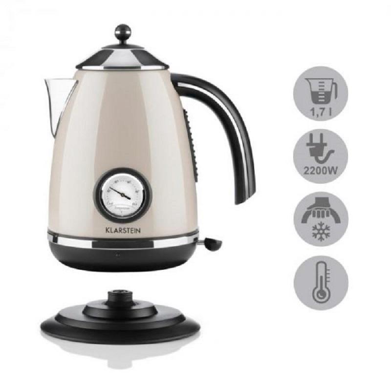 Ấm Siêu Tốc Klarstein 1,7L, 2200W, Màu Ghi