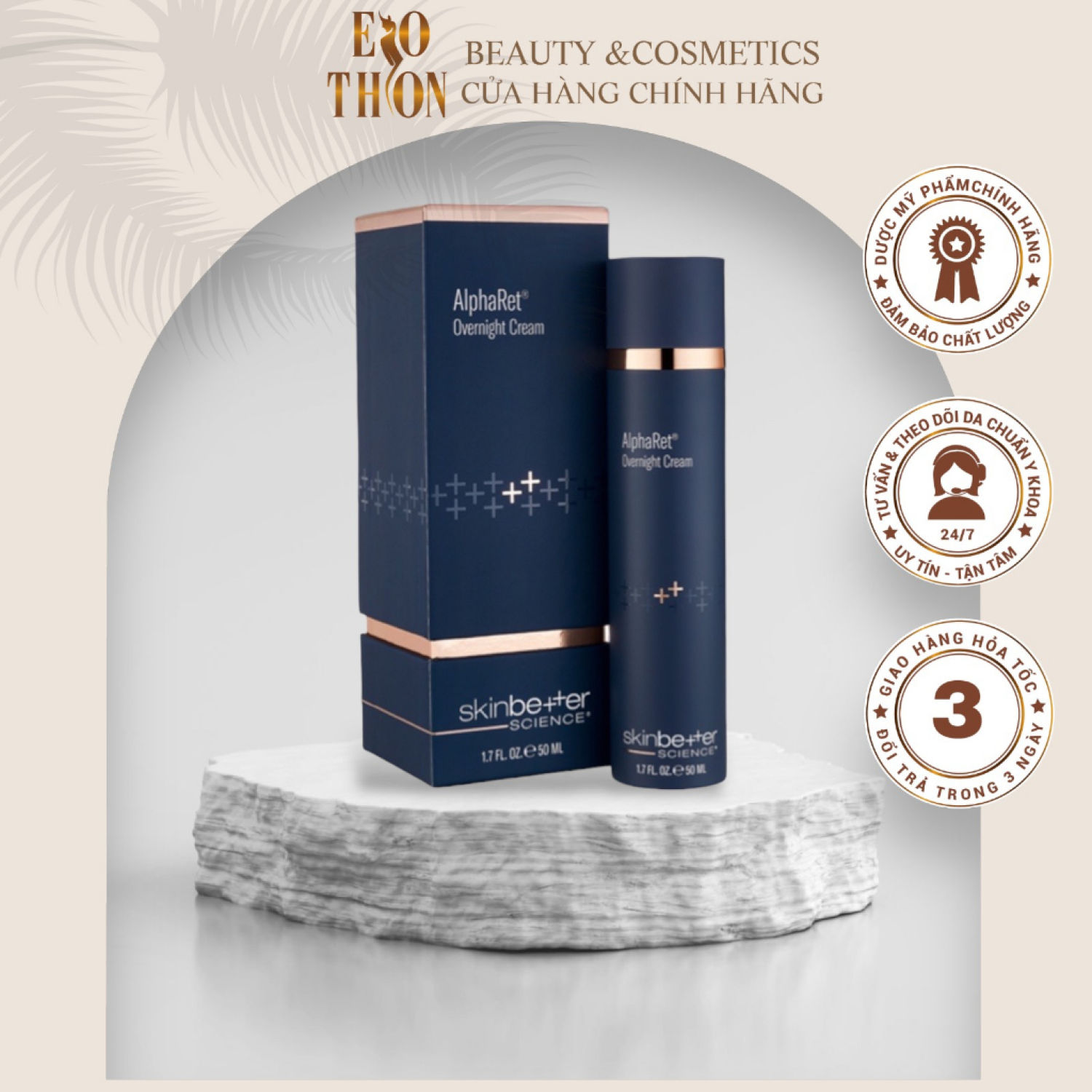 Kem dưỡng 𝐜𝐡𝐨̂́𝐧𝐠 𝐥𝐚̃𝐨 𝐡𝐨́𝐚 𝐜𝐡𝐮𝐲𝐞̂𝐧 𝐬𝐚̂𝐮 Intensive AlphaRet Overnight Cream Skinbetter 50ml