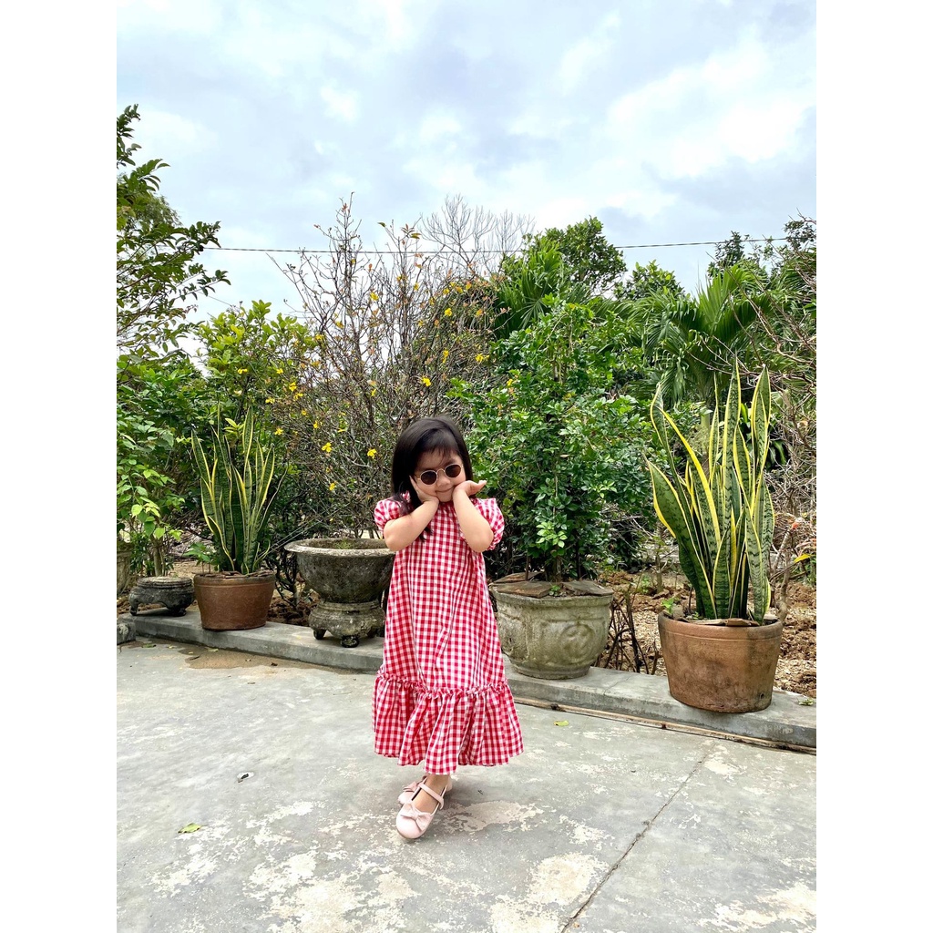 Đầm caro phong cách Hàn Quốc