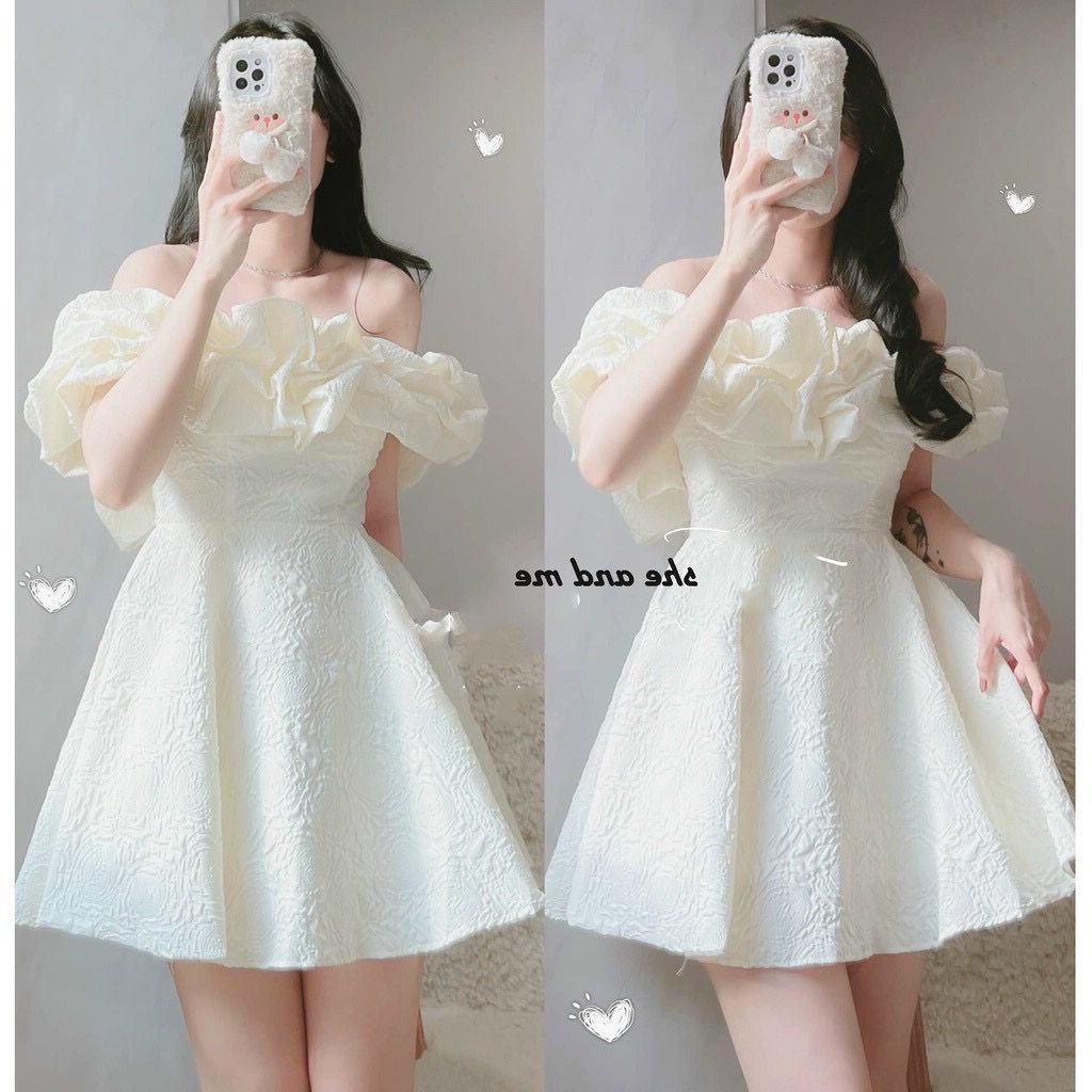 Đầm gấm nổi hoa hồng-TH