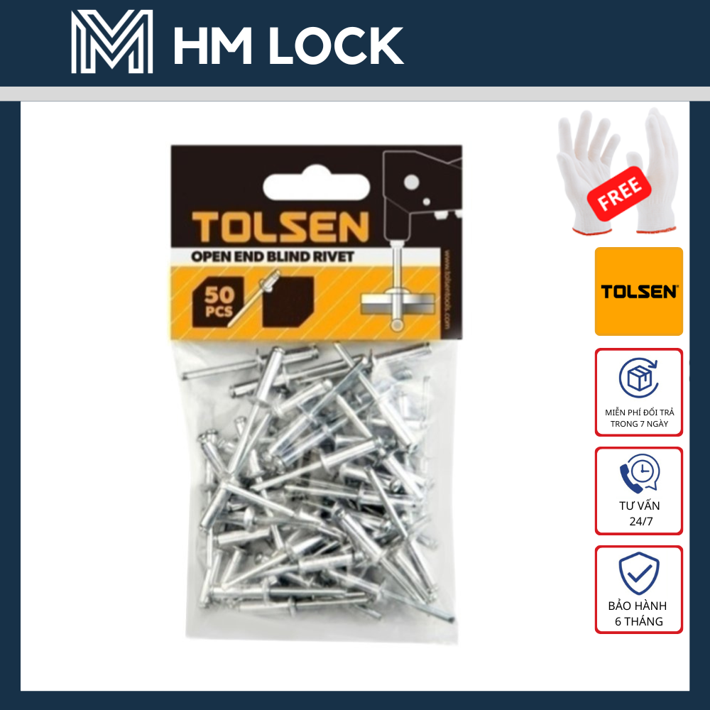 Bọc 50 đinh rive đủ size tolsen 43005 - hàng chinh hãng - hm lock