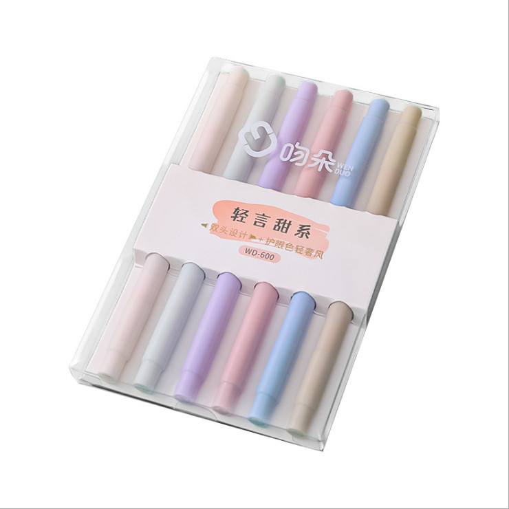 Hộp 6 bút nhớ, bút highlight hai đầu pastel cực xinh MIM  SET6BN
