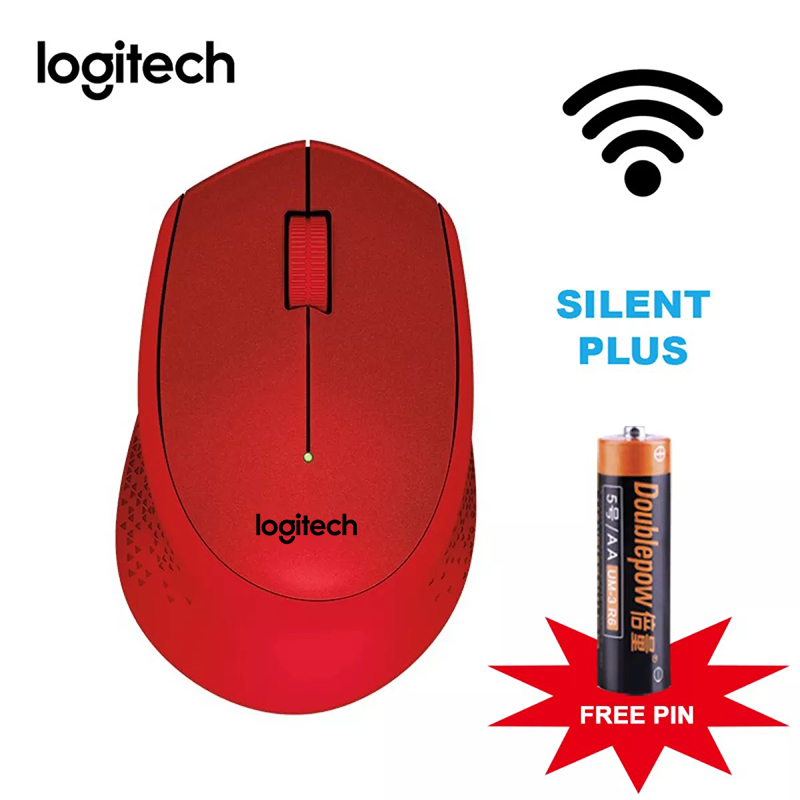 Chuột không dây không dây Logitech M331 (đen-đỏ-xám) - Bảo Hành 1 tháng
