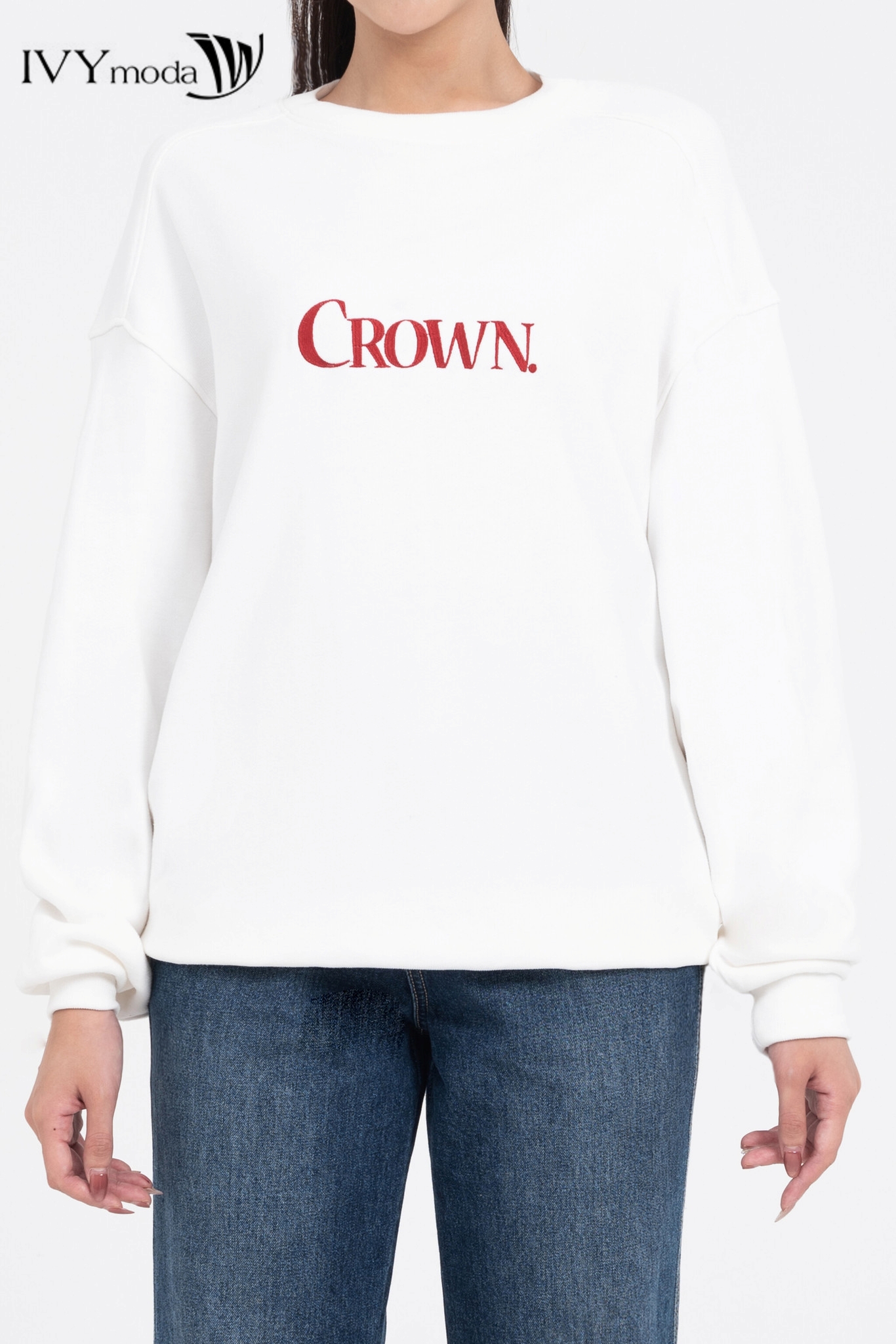 Áo nỉ oversize CROWN IVY Moda MS 58T0142