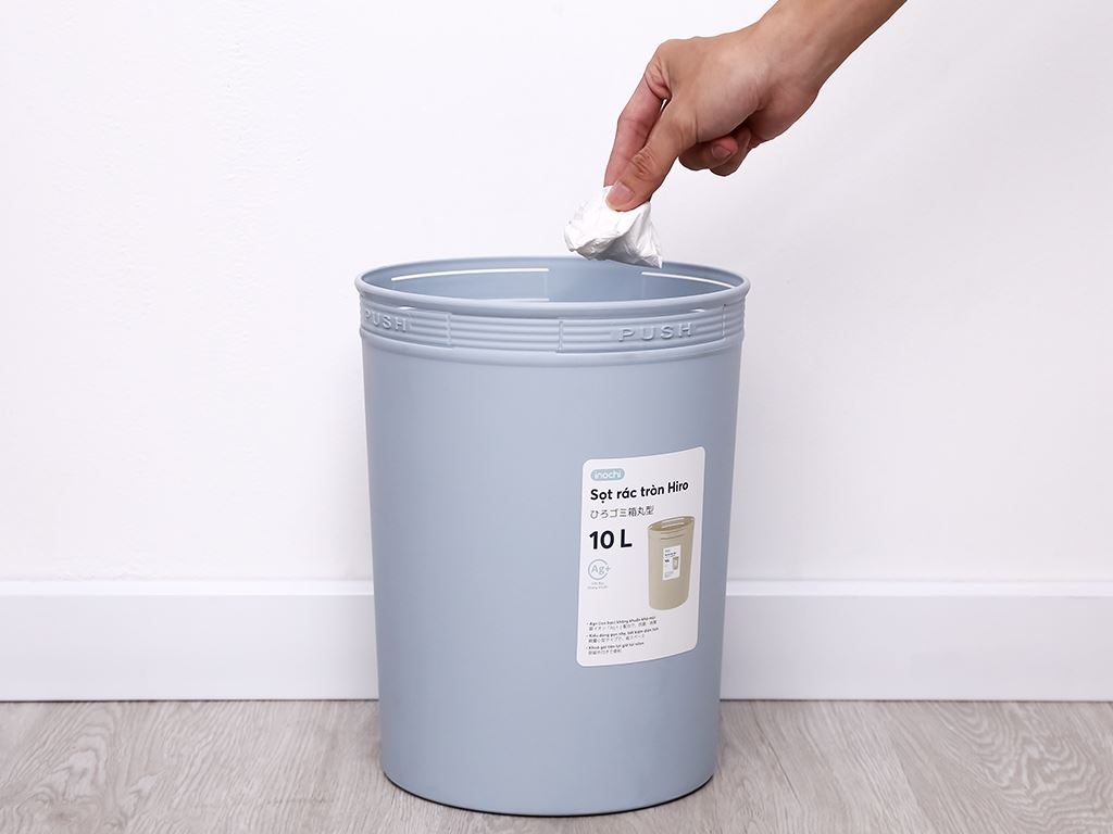 Sọt rác Hiro 10L - màu xanh nhạt