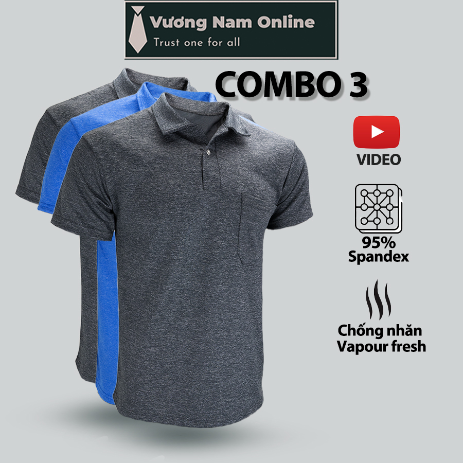 Áo thun nam trung niên 3 cái polo form rộng tay ngắn có cổ