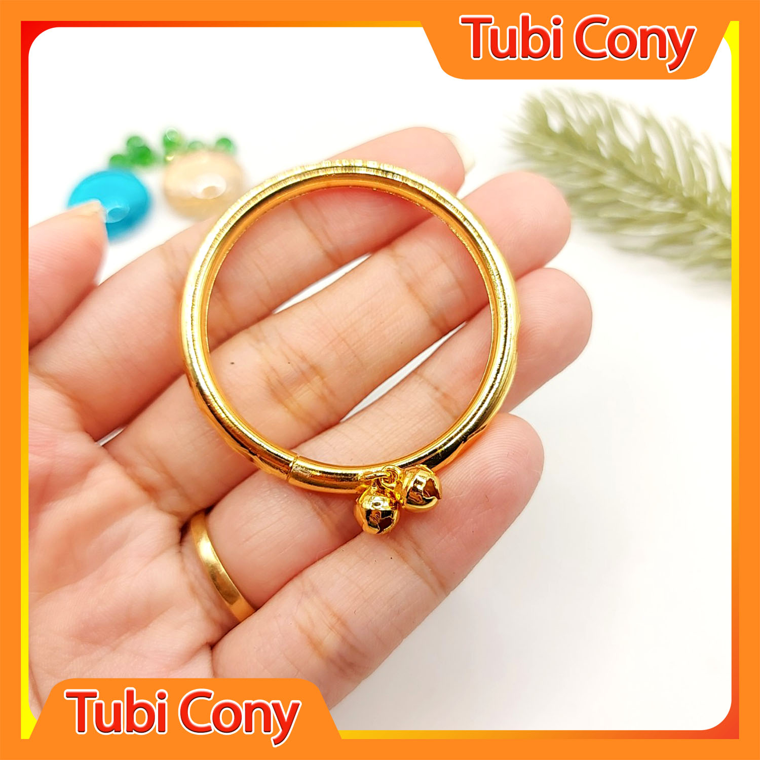 Vòng tay em bé mạ vàng có lục lạc nhỏ mẫu 04.011222