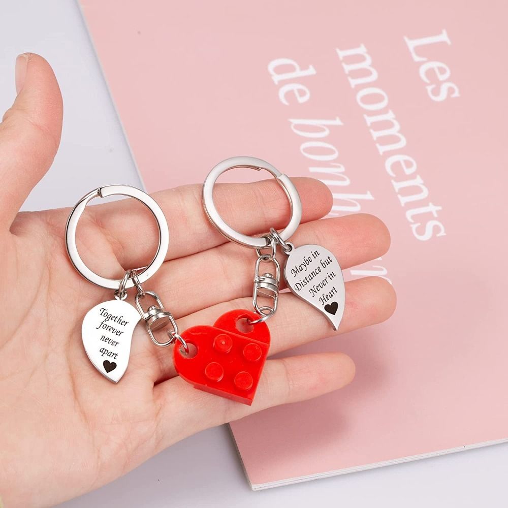 Valentine Couple Keychain Heart Shape Cute Matching Keychains