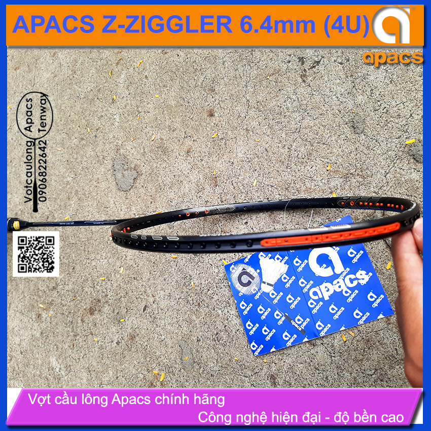 [HCM][Vợt cầu lông Apacs Ziggler Z-Ziggler 6.4mm Dark Blue - 4U] Vợt thân đũa 6.4mm linh hoạt phản công