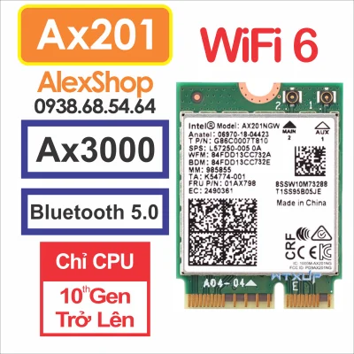 Card AX200/AX201 Wifi 6 3000M Bluetooth 5.0 Khe Cắm m2 Thích Hơp cho PC Laptop Adapter gắn Card WiFi