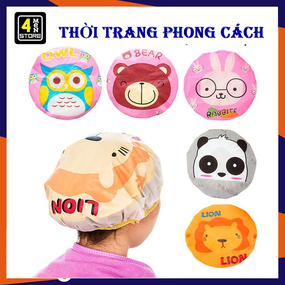 Mũ Tắm Trùm Đầu In Hình Cute - Mũ Trùm Đầu Khi Tắm Chống Nước Tiện Dụng ( Nhiều Hình ) Nón Tắm - Mũ Tắm Trùm Đầu Mũ Chụp Tóc Khi Tắm Hình Thú (Mẫu Ngẫu Nhiên)