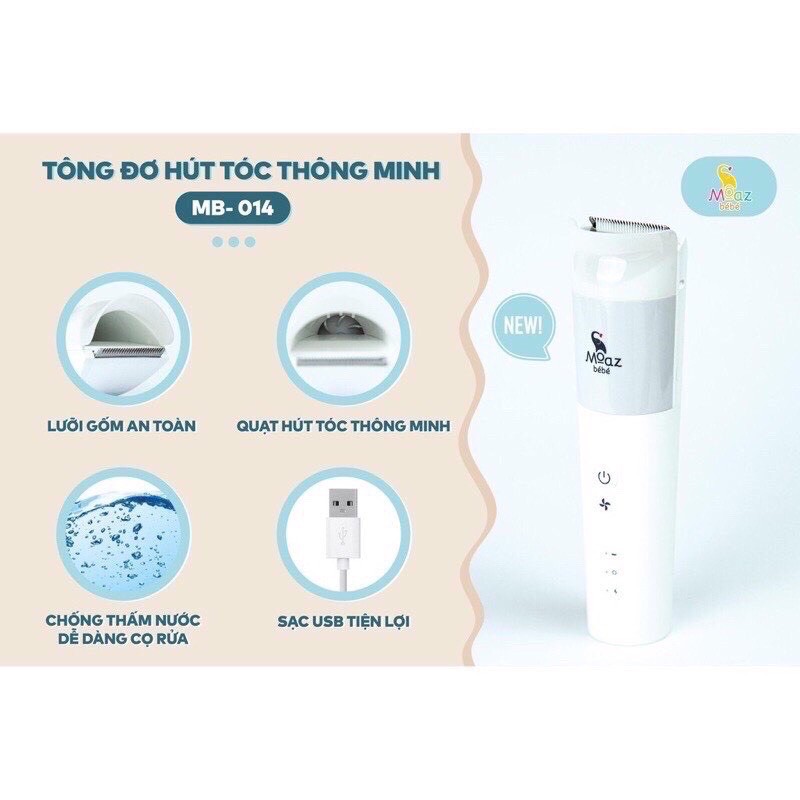 [Mã 267FMCGSALE giảm 8% đơn 500K] Tông đơ cắt tóc cho bé Moaz bebe MB014