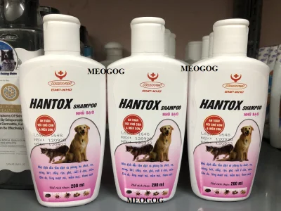 Sữa Tắm Trị Ve Rận Bọ Chét Mượt Lông cho chó con và mèo con Hantox Shampoo Hồng Nhũ Bạc 200ml MEOGOG