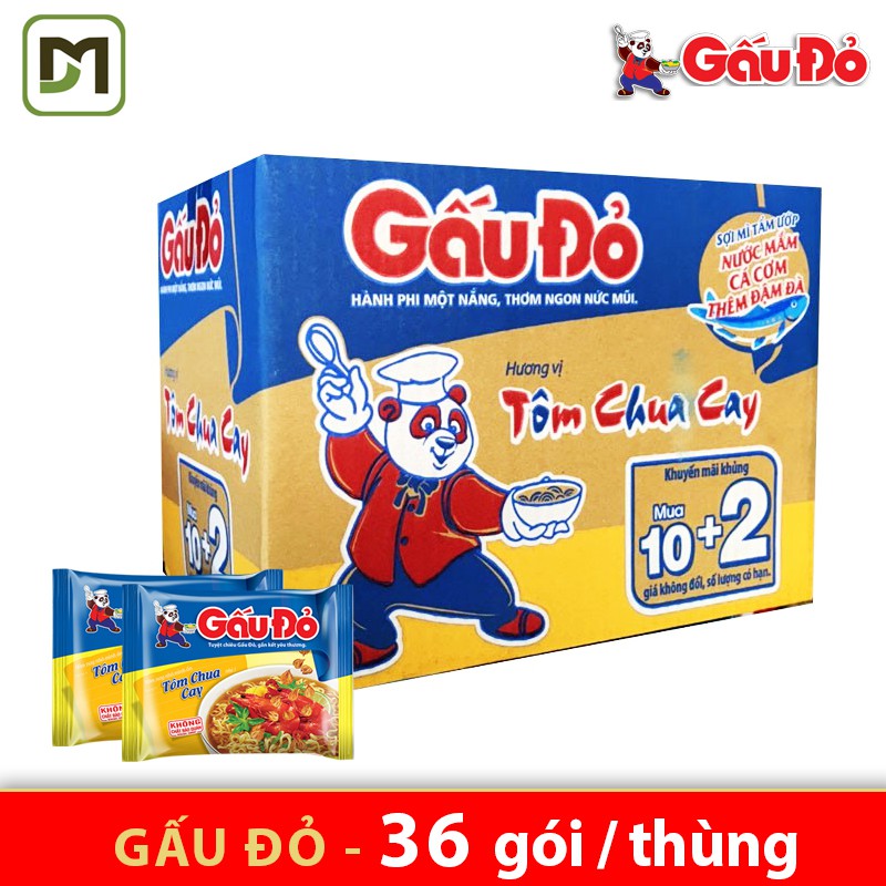 Combo 2 Thùng Mì Gấu Đỏ Chua Cay 30 gói X 63gr
