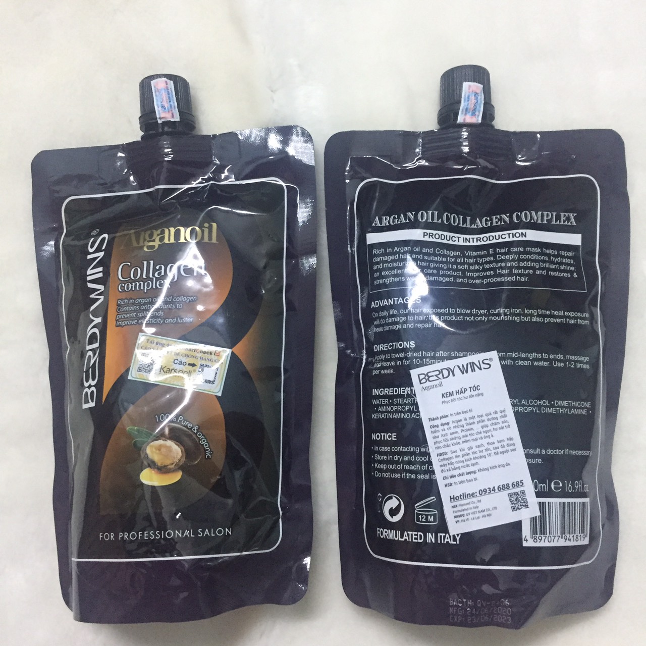 [HCM]Hấp dầu tóc Berdywin Argan Oil Complex phục hồi siêu mượt 500ml