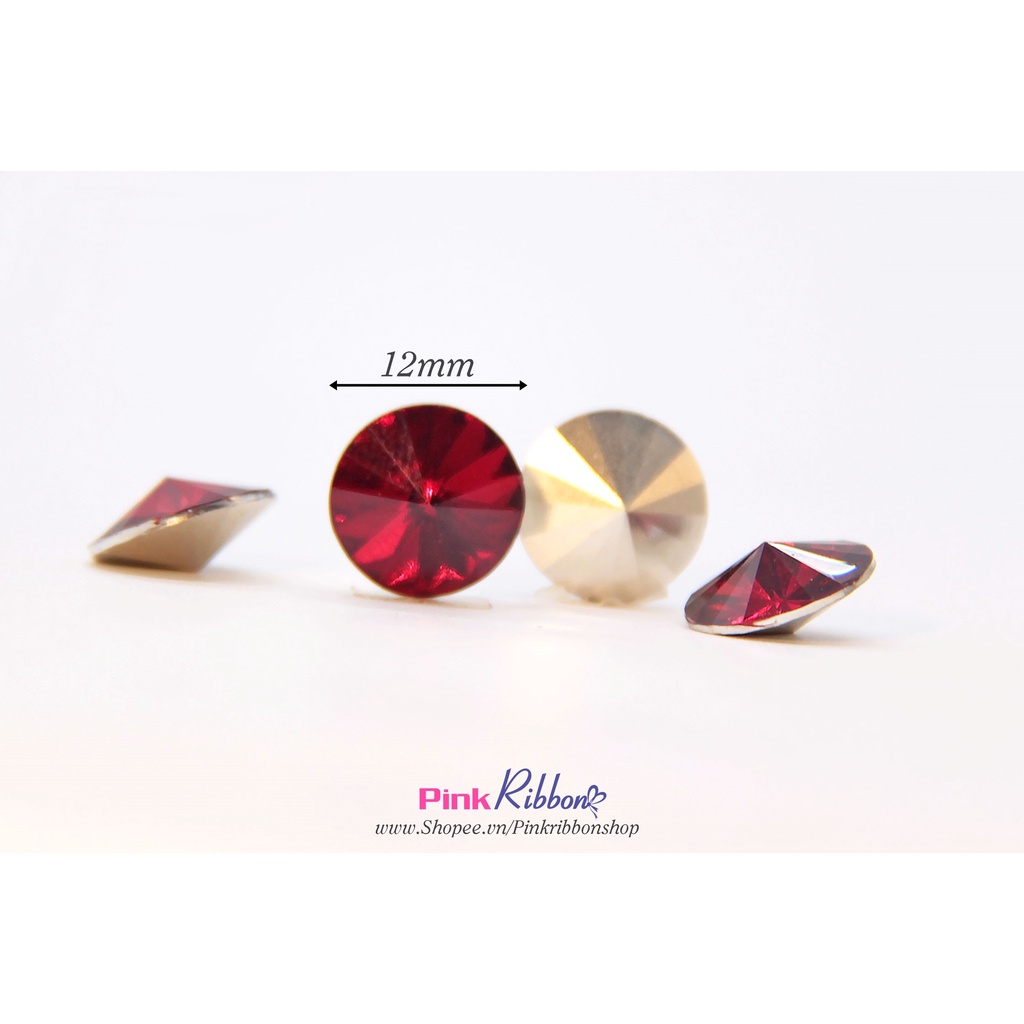 SET 10 HẠT - Hạt nhựa tròn đế  giả đá 12mm