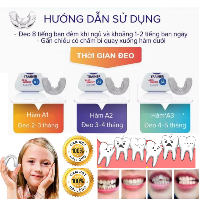 Niềng răng , nẹp răng , combo niềng răng trẻ em, nẹp răng trẻ em combo  đơn hàng gồm [ A1 +A2 +A3] [Tiện lợi dùng tại nhà phù hợp cho các con cả nam và nữ  từ 6 đến 12 và 13 tuổi  có nụ cười xinh ] nhập khẩu