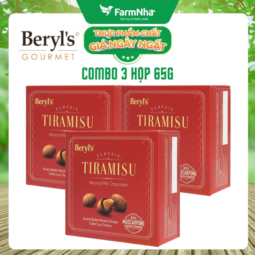 Socola Tiramisu Almond Milk Chocolate 65g Beryls - Socola sữa hạnh nhân hấp dẫn với bột phô mai mascarpone Ý