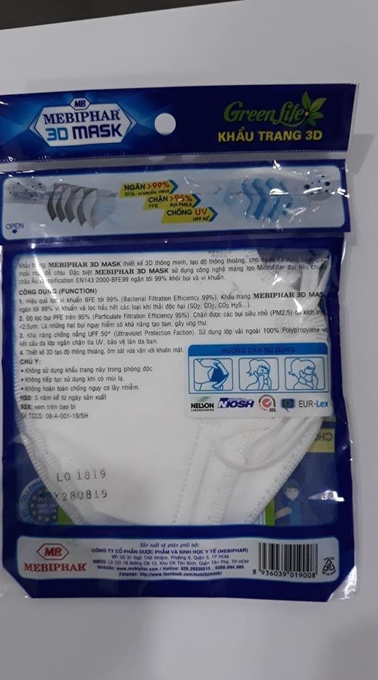 Khẩu Trang 3D Mask N95 MEBIPHAR
