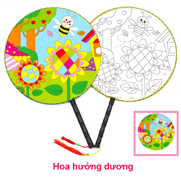 Quạt vải lụa, vẽ tô màu cho bé