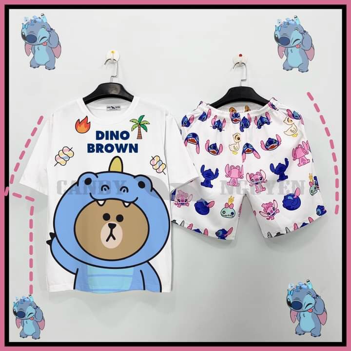 Đồ Bộ Đùi Hoạt Hình 3D Cartoon Gấu Teddy Đội Áo KL Xanh Dễ Thương, Forn Rộng Thoải Mái , Thun Coton Thoáng Mát , Đồ Bộ Hoạt Hình Thú Dễ Thương TTSLB0185