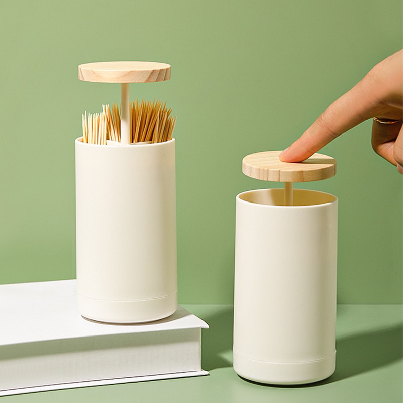 Hộp tăm thông minh nắp gỗ phong cách châu âu kích thước 12x6cm