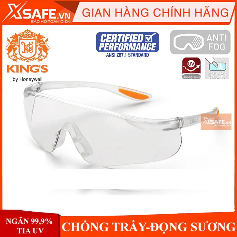 Kính chống bụi Kings KY1151 kính bảo hộ chống tia UV, chắn gió chống xước, đọng sương. Mắt kính trong suốt, bảo vệ mắt trong ý tế, lao động, đi xe máy (màu trắng)
