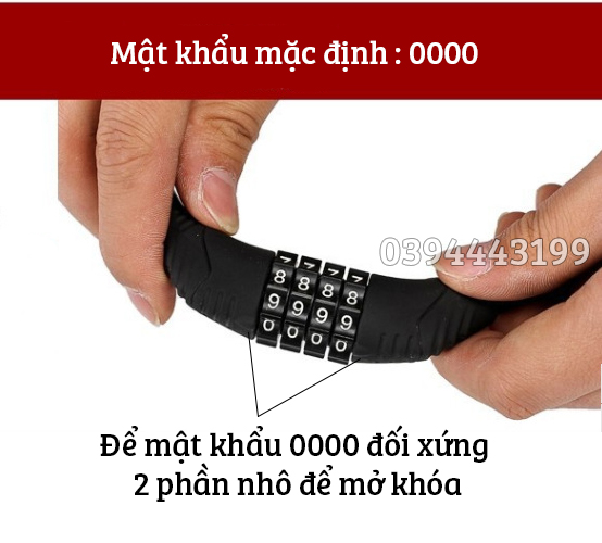 Khóa dây số chống trộm Xe đạp 4 số đổi được mật khẩu