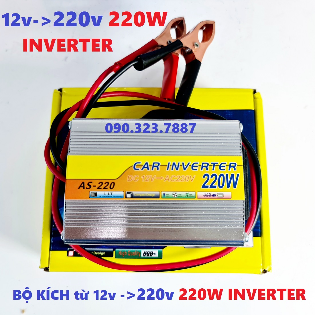 Bộ kích điện 12v dc sang 220v ac 220w, 500w, 1000w chuẩn sóng sin inverter.