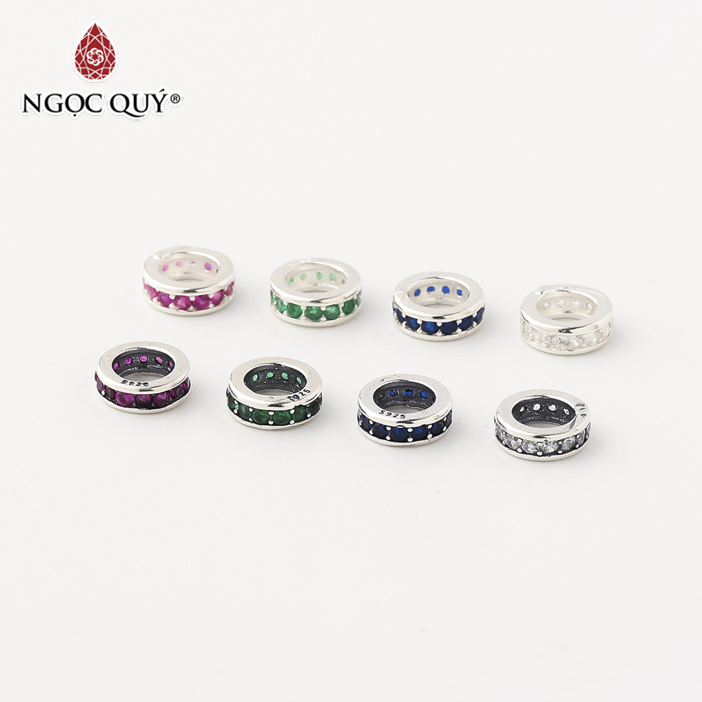 Charm bạc chặn hạt đính đá - Ngọc Quý