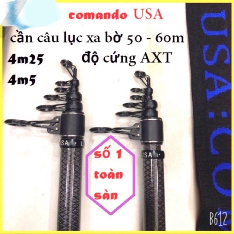 Cần câu lục xa bờ comando usa 4m25 và 4m5 hàng loại 1 cần tải cá 20kg y hình xả kho