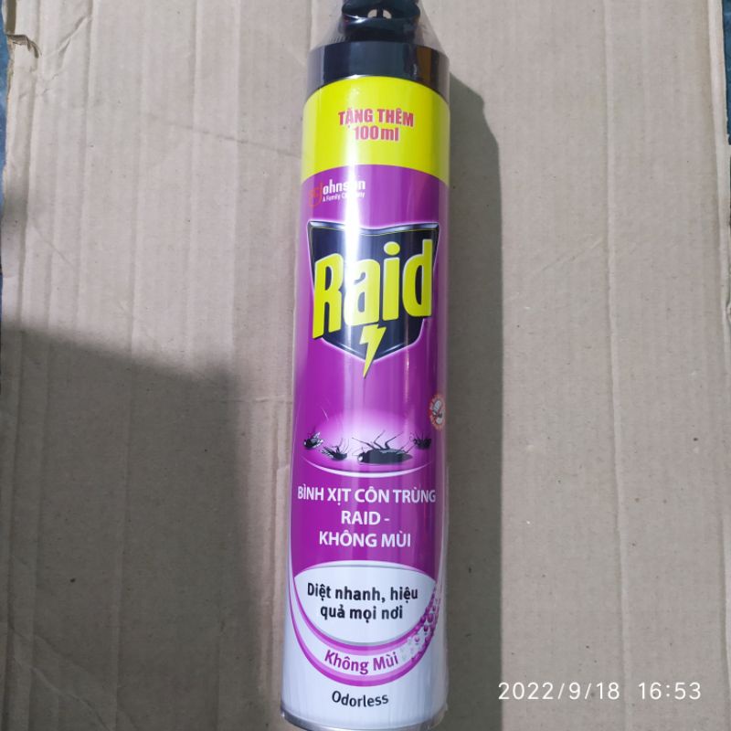 Bình xịt côn trùng không mùi Raid 600ml