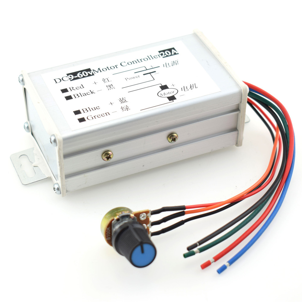 Bộ điều khiển tốc độ động cơ dc 9v12v24v36v48v60v pwm bộ điều khiển động cơ 20a