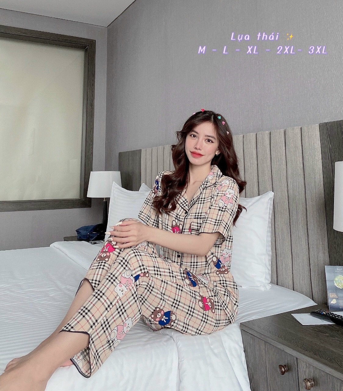 BỘ ĐỒ BỘ PIJAMA LỤA THÁI IN HOẠ TIẾT - M-L ( 45-58 KG)