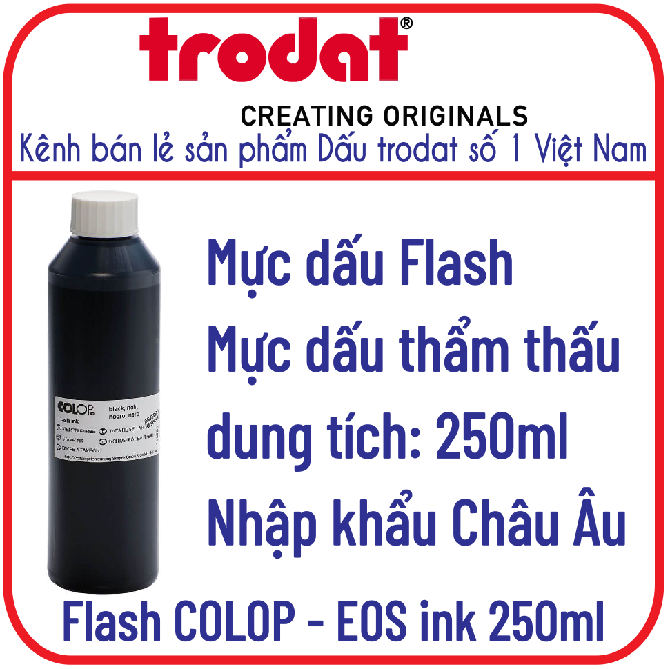Mực dấu Flash dung tích 250ml dùng cho con dấu thẩm thấu (  COLOP)