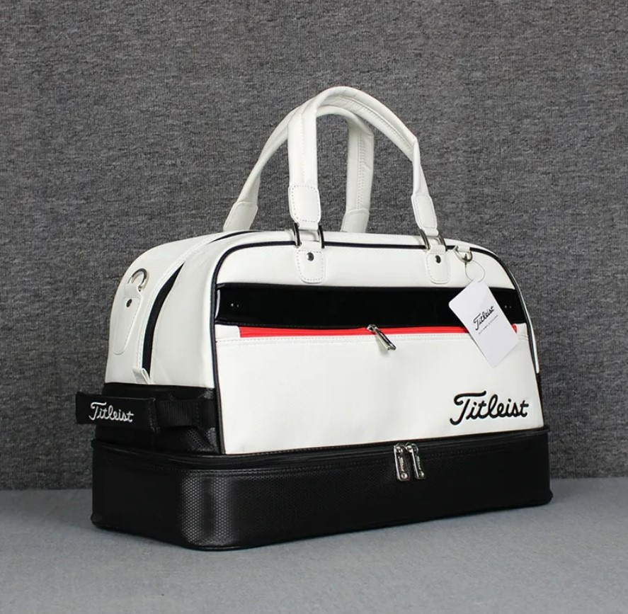 Túi đựng quần áo gôn nam nữ, Boston Titleist- chất liệu da bóng, không thám nước, dễ vệ sinh, có ngăn để giày riêng biệt