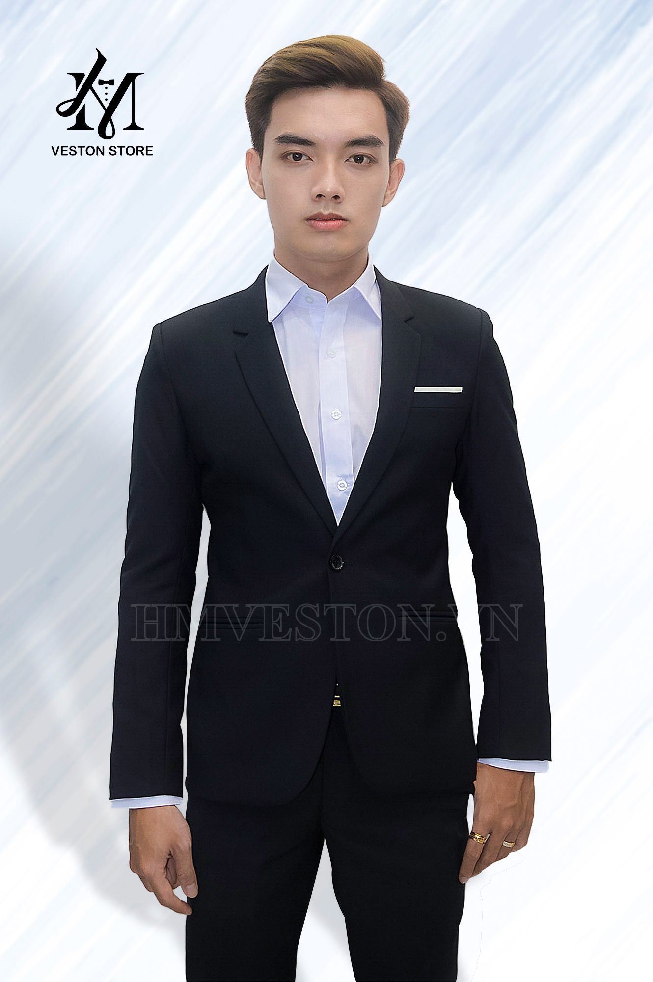 Áo Vest Nam ôm body màu đen poly mềm mịn