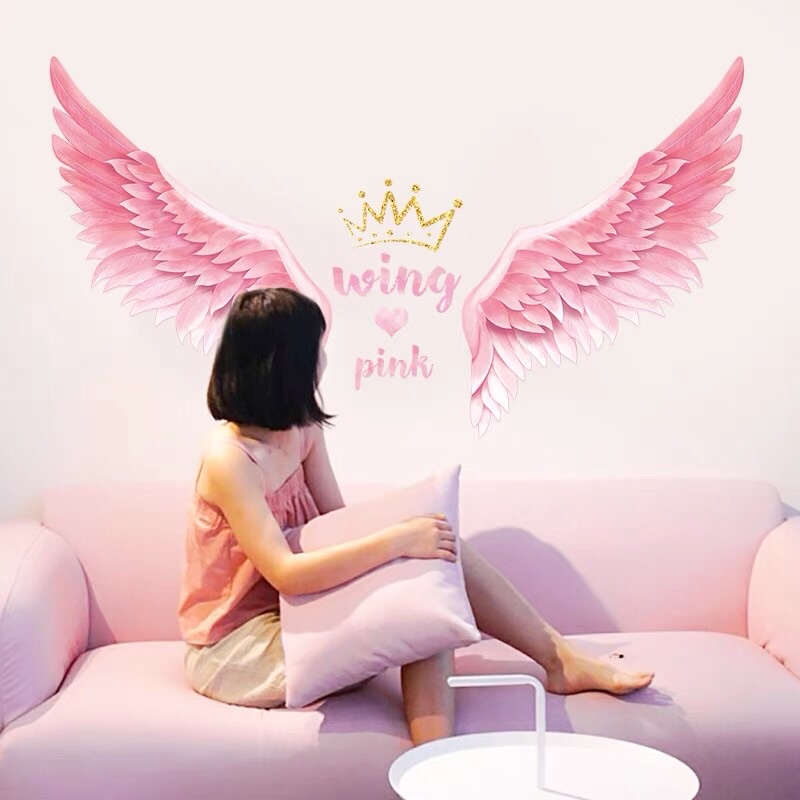 Decal dán tường đôi cánh thiên thần, sẵn keo dán.