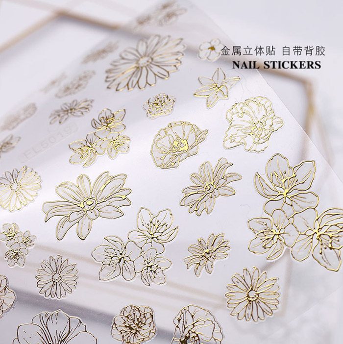 [HCM]Sticker 3D dán móng trang trí móng dập nổi Japan