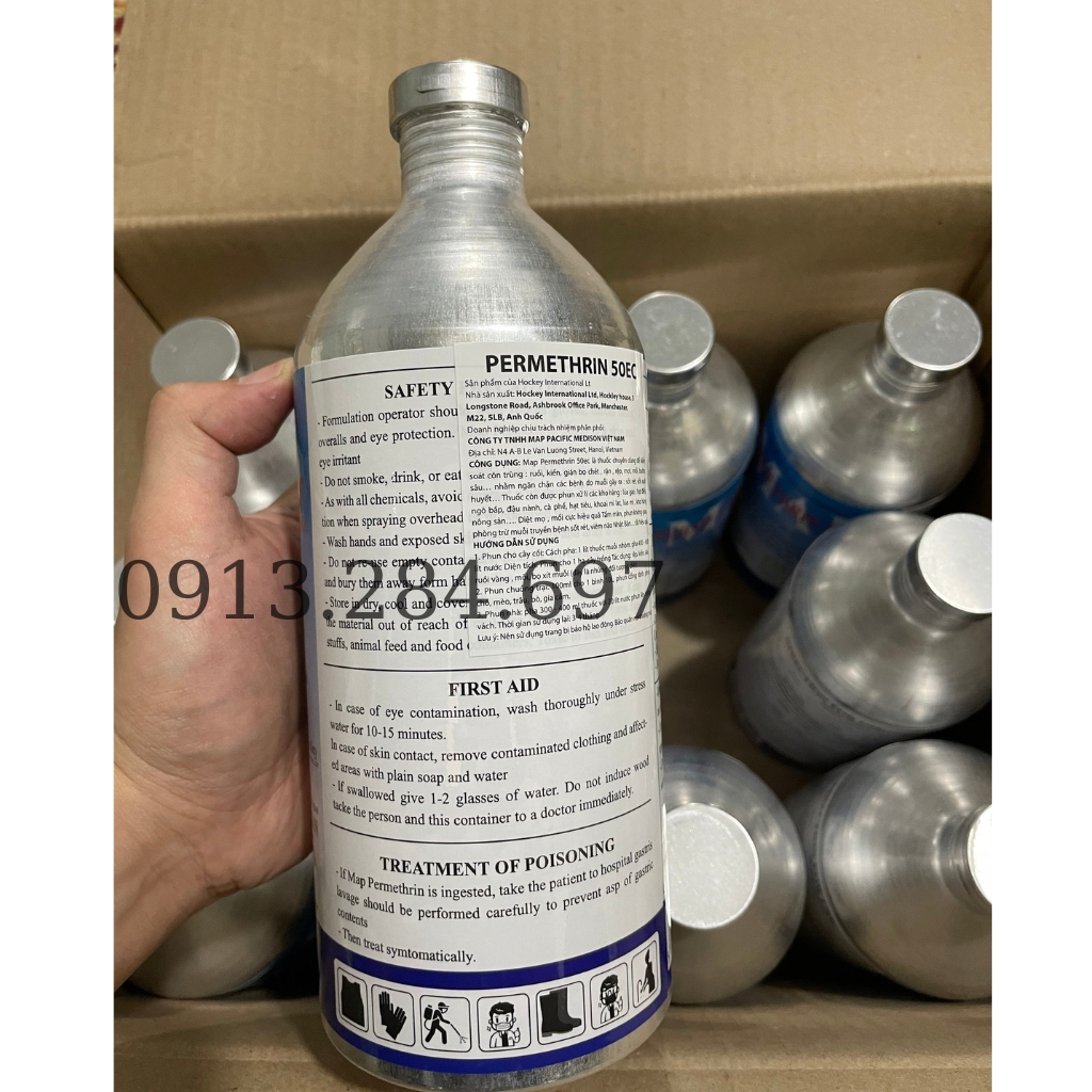 Combo 12 Chai (1 Thùng) Thuốc Diệt Muỗi MAP PERMETHRIN 50EC Quy Cách Chai 1Lít