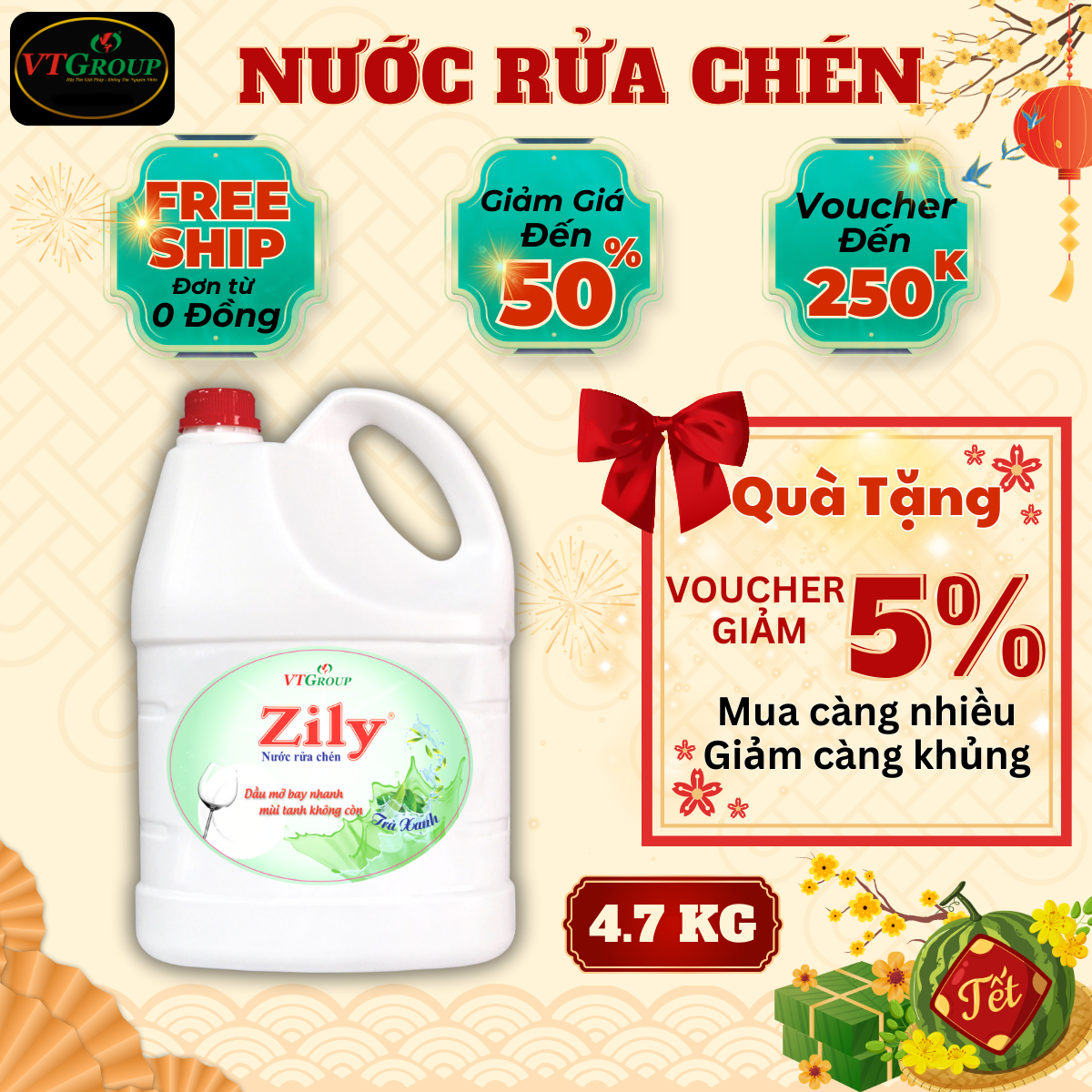 Nước Rửa Chén Zily - 4.7Kg