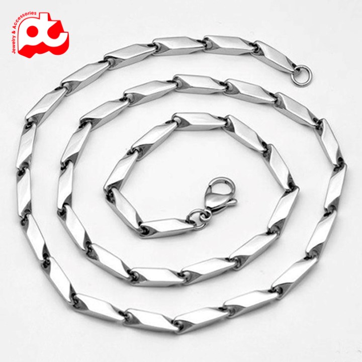 Dây chuyền nam inox thời trang kiểu hỏa tiển trơn trangsucinoxtitanpt kích cỡ 4mm màu trắng thép không gỉ TTDCNA14