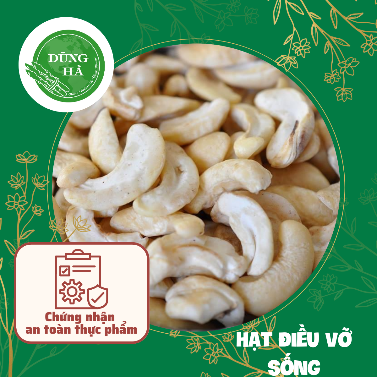 Hạt điều vỡ sống tách đôi hàng chất lượng