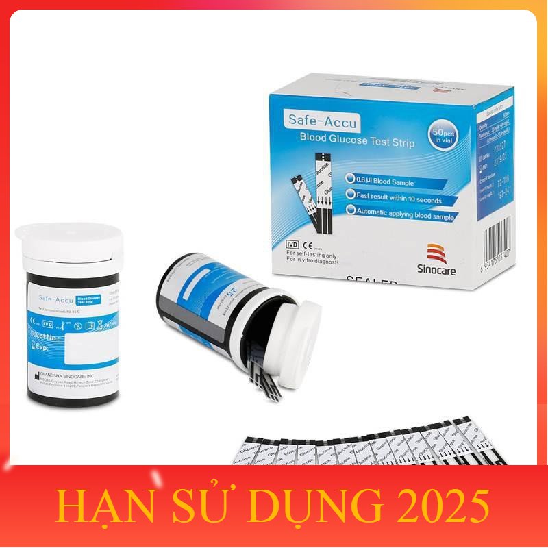 Que thử đường huyết Safe Accu Sinocare 50 que